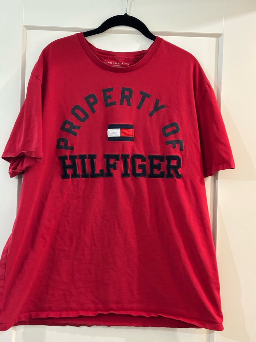 Plus size Tommy Hilfiger Red Graphic 'Property of Hilfiger' Crew Tee
